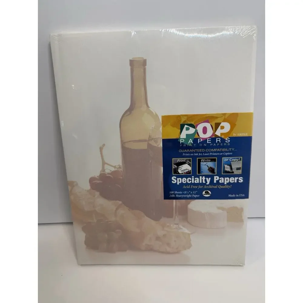Vintage POP Papers Wine & Brie Specialty Paper Sealed 100 Sheets 1999